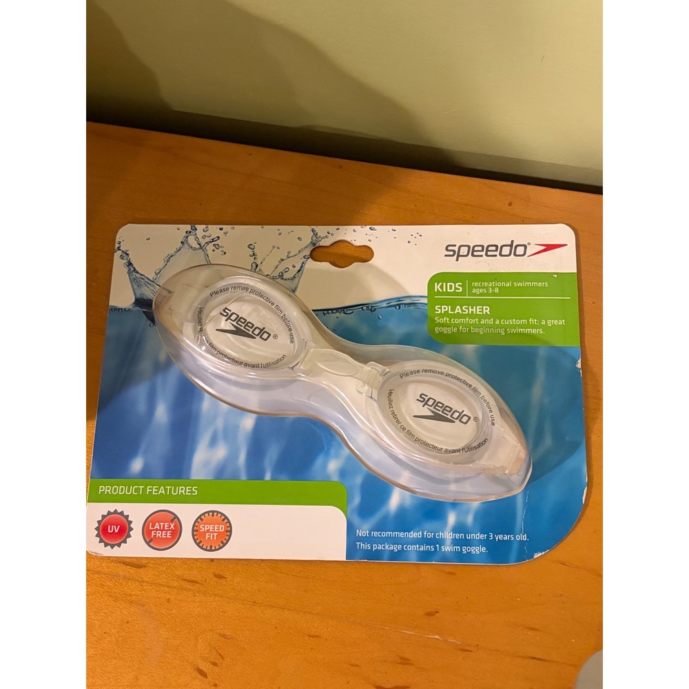 Speedo Splasher Kids Swim Goggles Pearl White Ages 3-8 UV Protection Latex Free